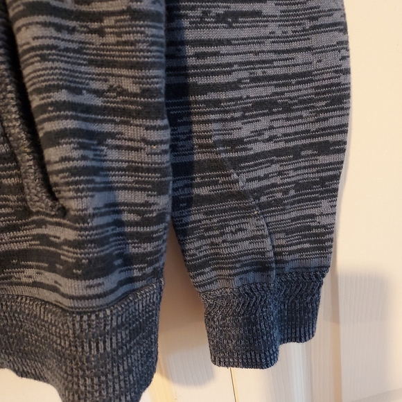 Alfani Mens Blue Medium Retro Full Zip Stripes Textured Knit Sweater Jacket - Picture 7 of 10